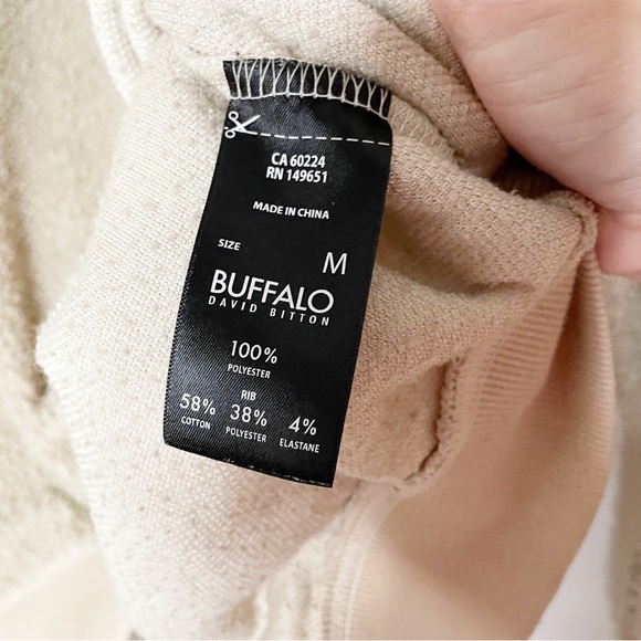 Buffalo David Bitton quarter-zip fuzzy pullover sweater sweatshirt cream M - Picture 5 of 7